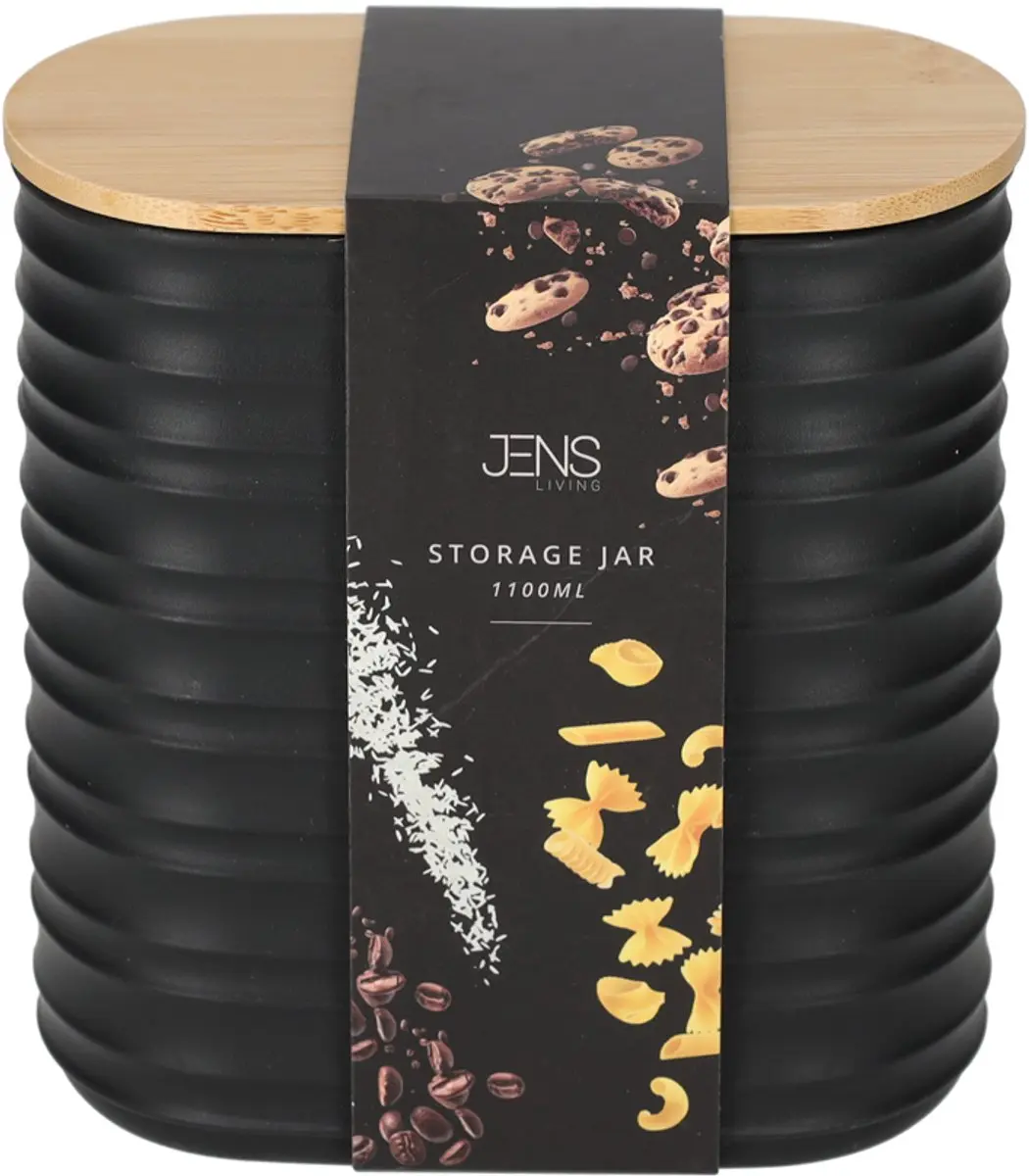 JENS Living Ribbel Voorraadbus Small - 1.1L - Zwart - afbeelding 6 van 6
