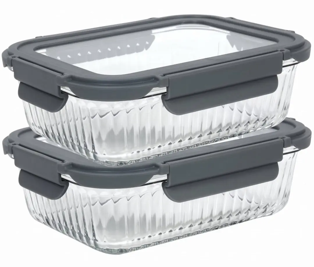 Cookinglife Glazen Vershoudbakjes Lines 1 Liter