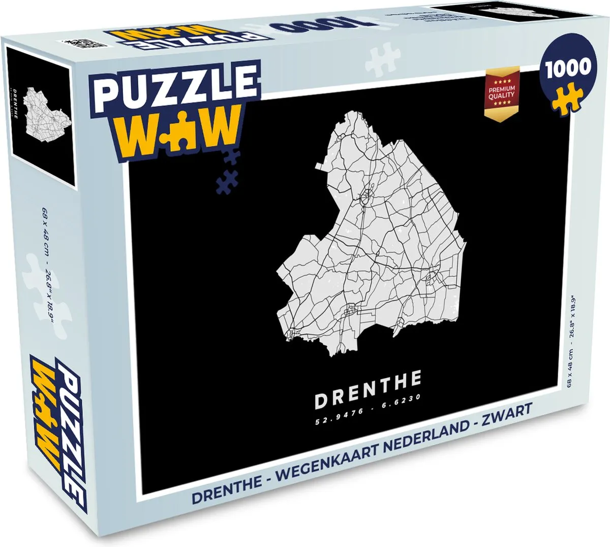 PuzzleWow Drenthe Wegenkaart Nederland Puzzel 1000 Stuks