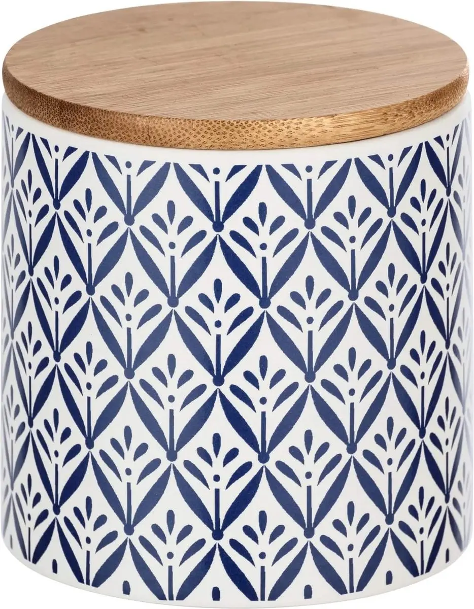 Wenko Opbergdoos Lorca 450 Ml Keramiek Naturel/wit/blauw