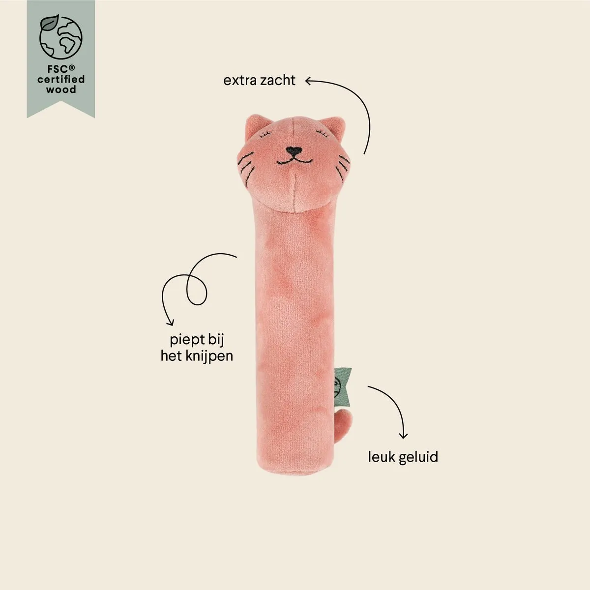 Trixie Baby Knijprammelaar Mrs. Cat - Roze