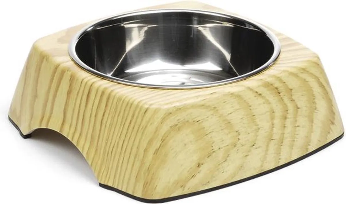 Beeztees Melamine Eetbak Natural Wood Ø22cm