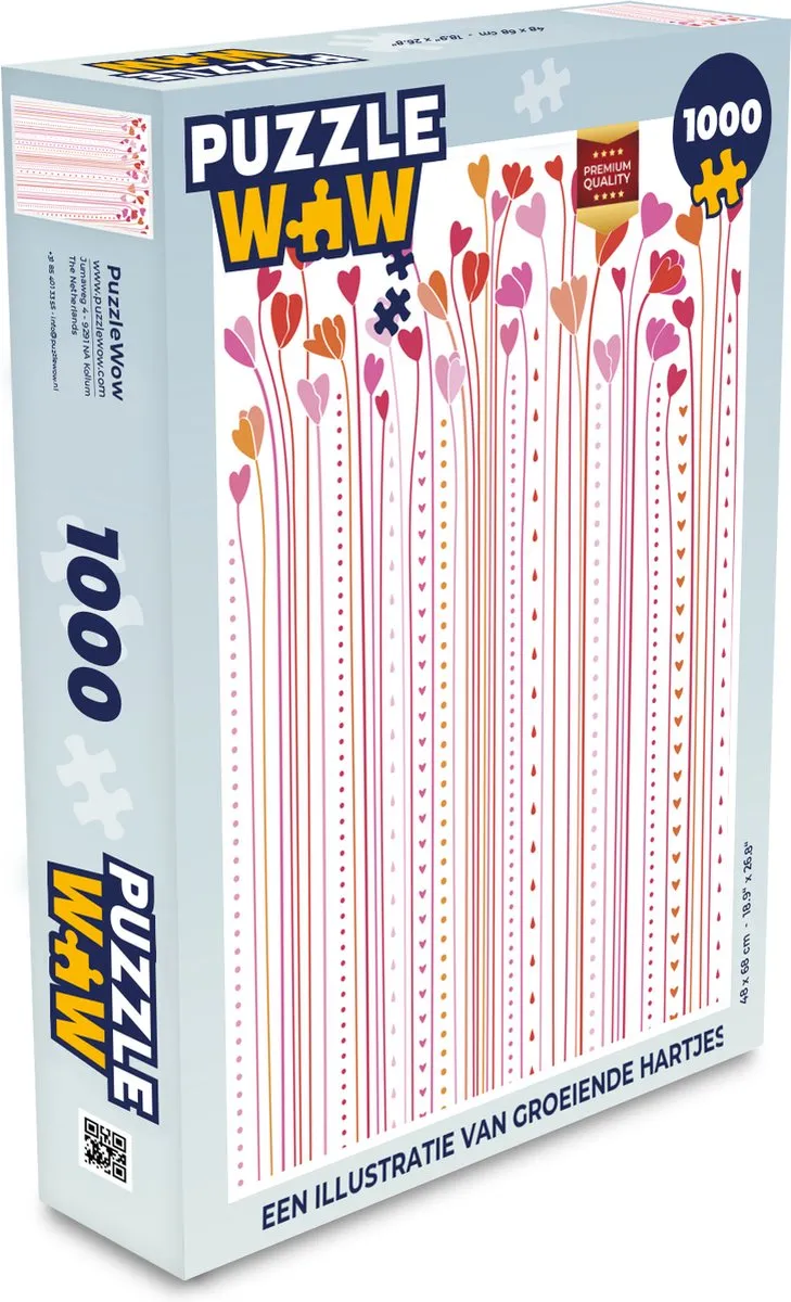 PuzzleWow Legpuzzel Groeiende Hartjes 1000 Stuks - Multicolor