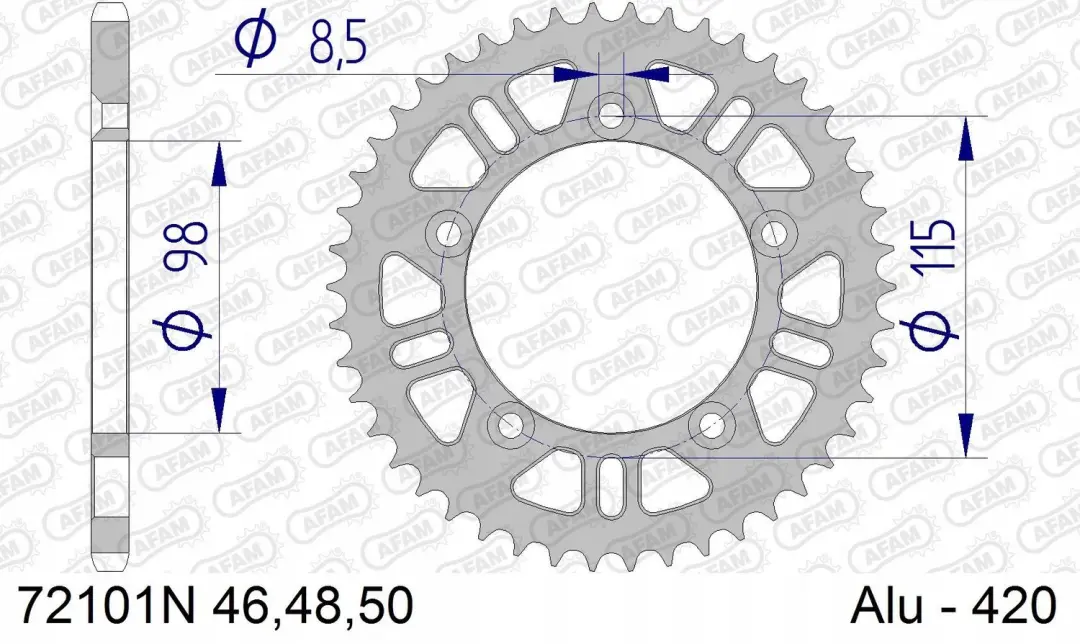 Afam Achtertandwiel 50 Tanden #420 voor KTM SX 60/65