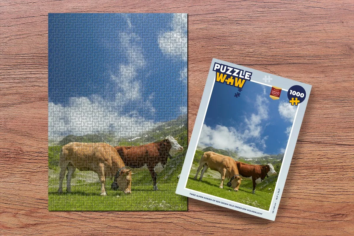 PuzzleWow Alpen Koeien Legpuzzel 1000 Stuks - Multicolor