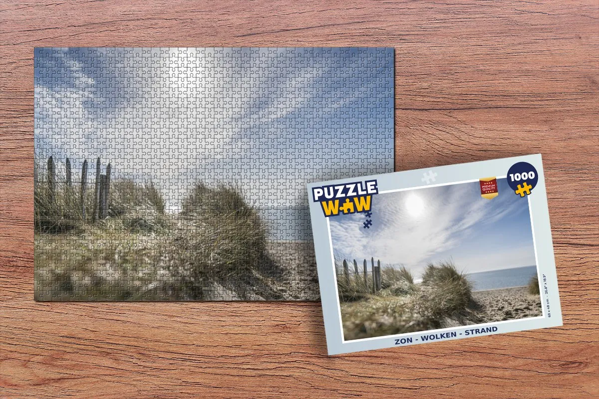 PuzzleWow Legpuzzel 1000 Stuks - Zon Wolken Strand Multicolor
