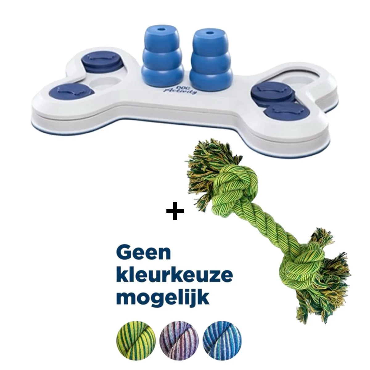 Trixie Dog Activity Flip Bone + Flossin Fun 2 Knoop - Blauw/Assorti