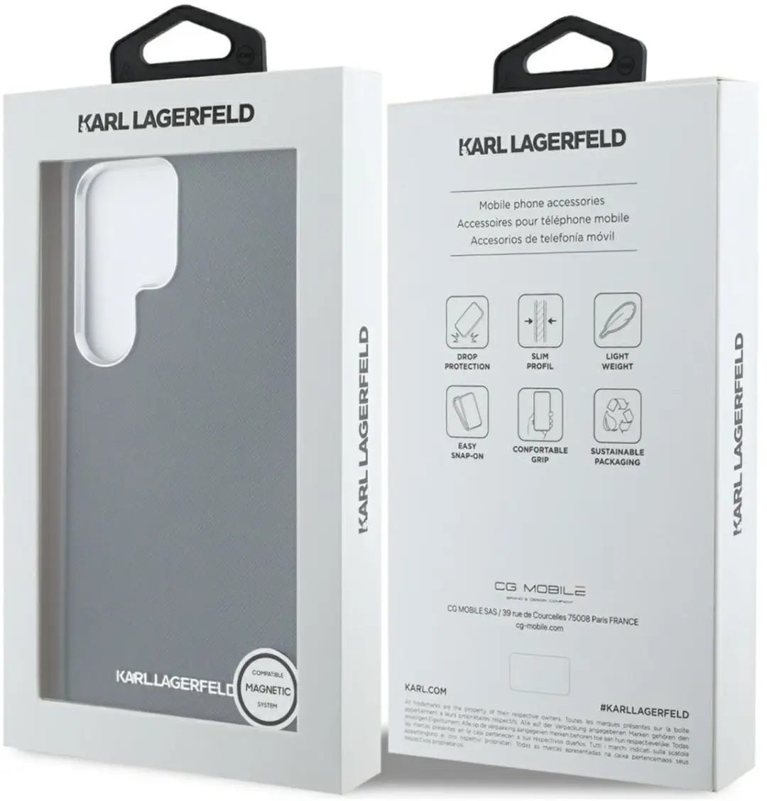 Karl Lagerfeld Saffiano MagSafe Hoesje - Samsung Galaxy S25 Ultra - Zwart - afbeelding 3 van 6