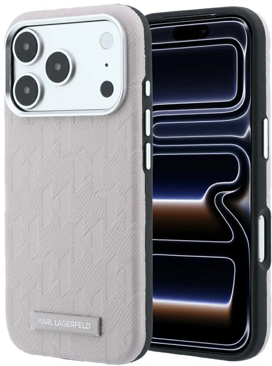 Karl Lagerfeld Grained Mono Resin Logo MagSafe Hoesje