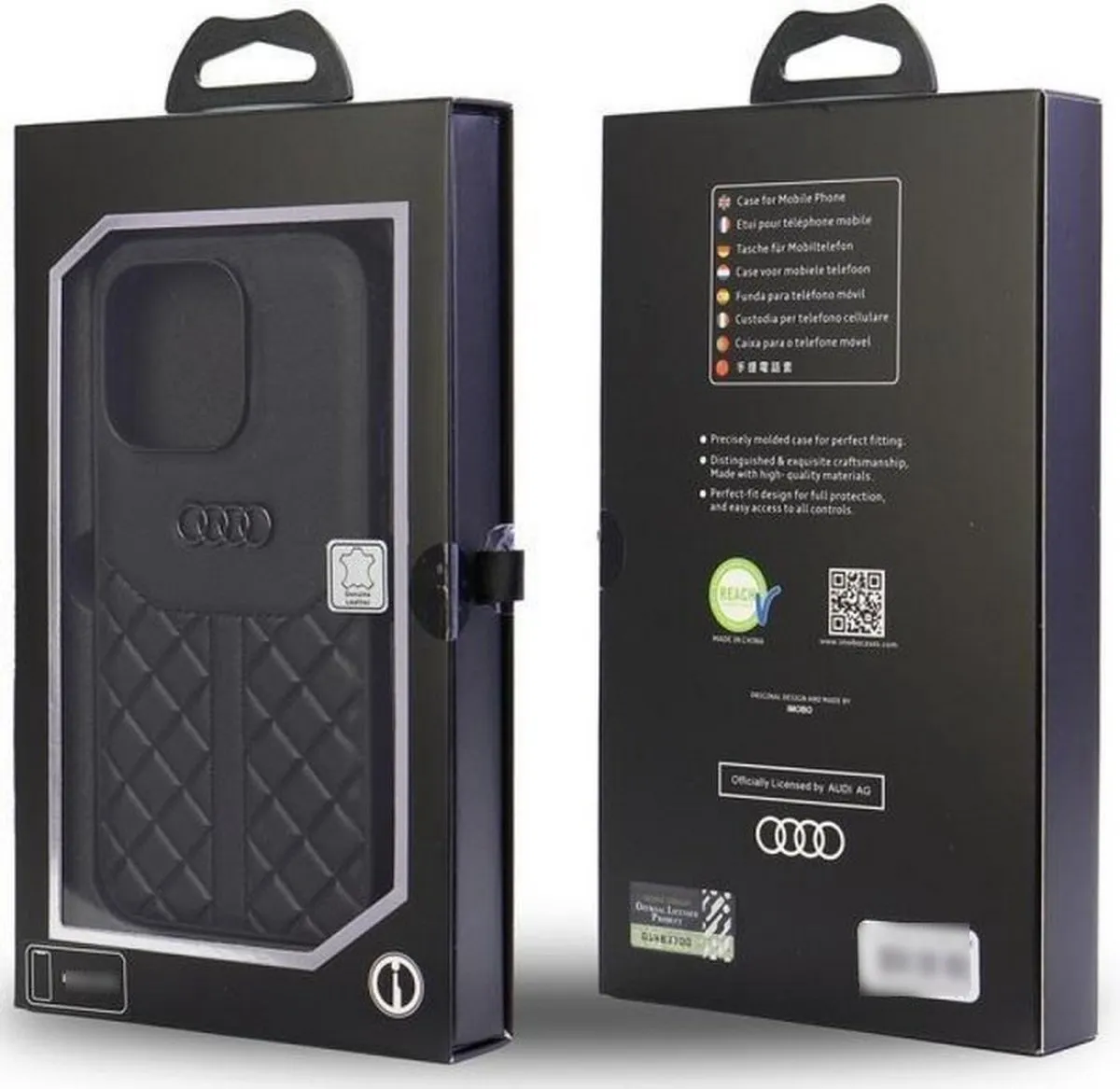Audi Genuine Leather Back Case - iPhone 12/12 Pro 6.1" - Zwart - afbeelding 4 van 6
