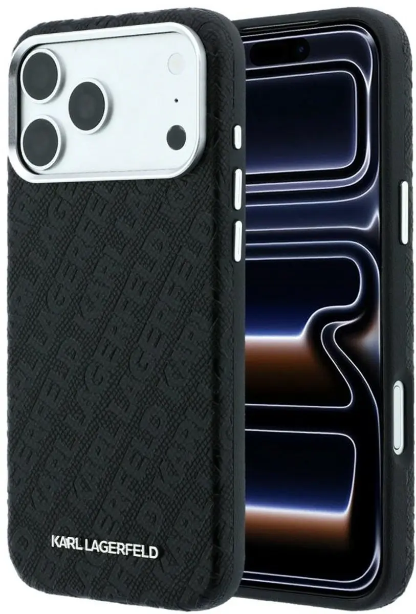 Karl Lagerfeld MagSafe Hoesje Gegranuleerd Metaal Logo