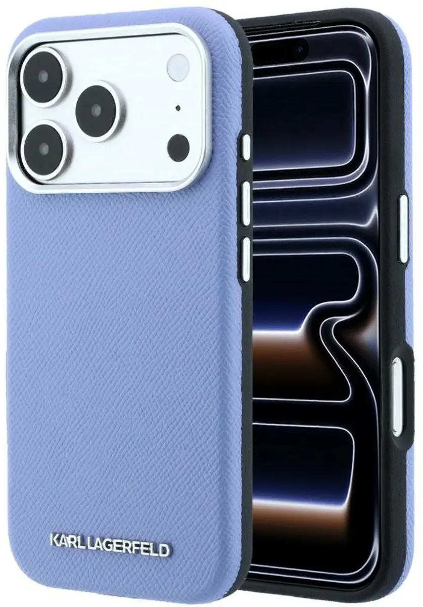 Karl Lagerfeld MagSafe Hoesje Gegranuleerd Logo Blauw