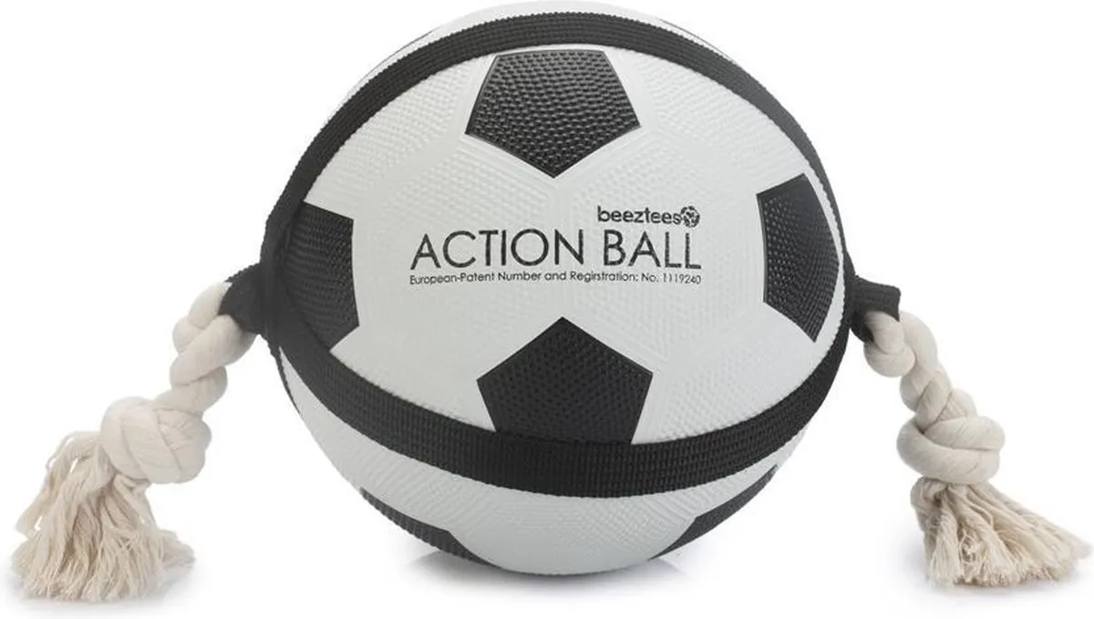 Beeztees Action Voetbal Hondenspeelgoed L - 22 cm - Zwart/Wit