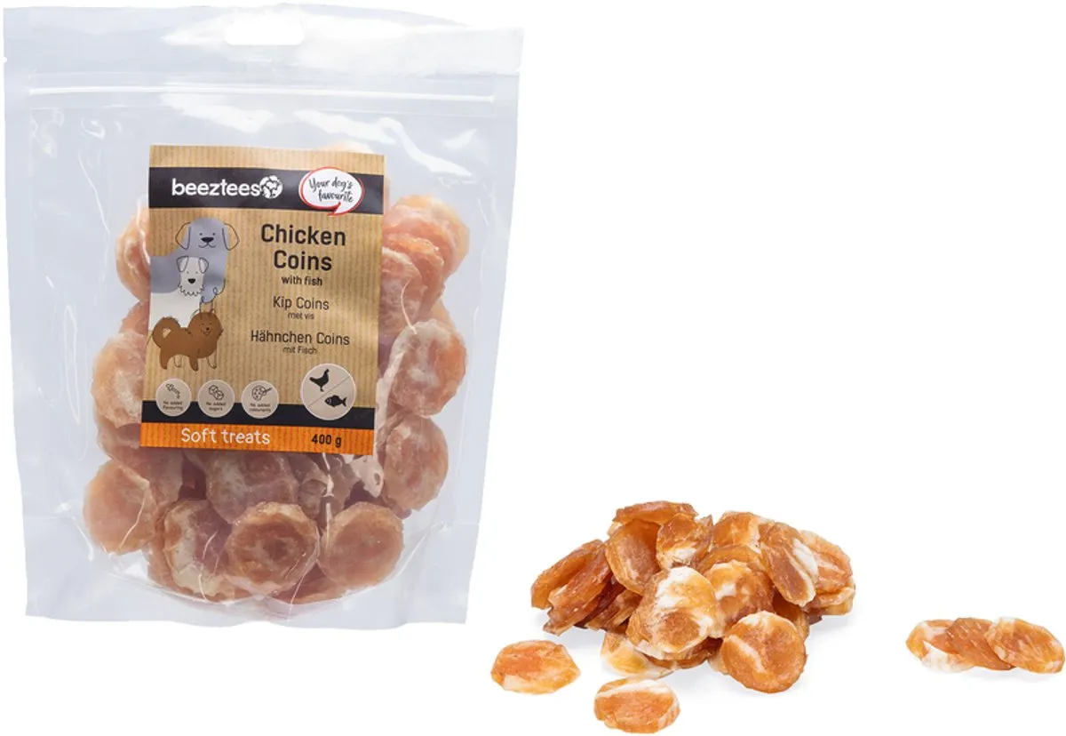 Beeztees Tasty Treats Kip Coins met Vis - Kleine Hondenkoekjes 400g