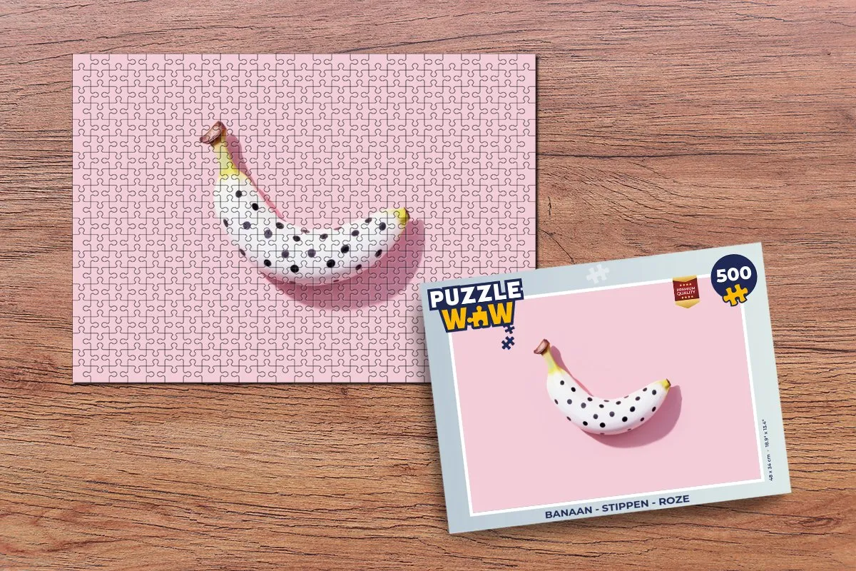 PuzzleWow Banaan Stippen Legpuzzel 500 Stuks - roze