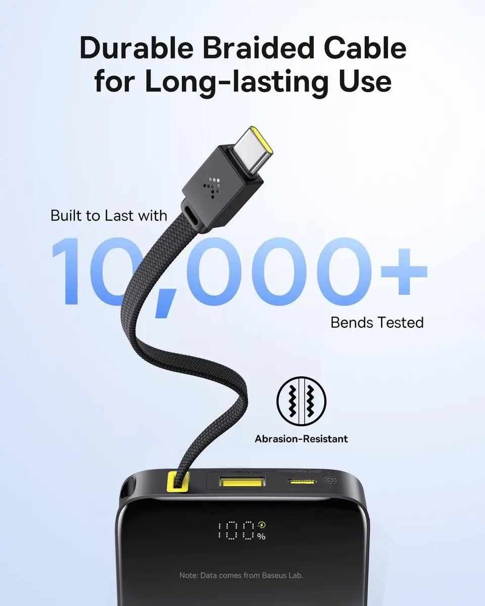 Baseus EnerFill Bipow2 Pro Powerbank 10000mAh - 22.5W - 3 Poorten - Zwart - afbeelding 4 van 6