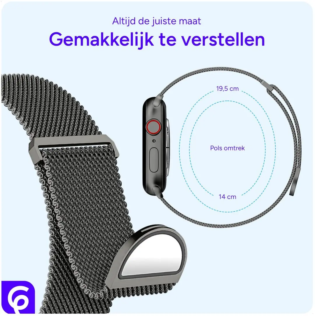 SBG Milanees Apple Watch Bandje - Grijs - afbeelding 3 van 6