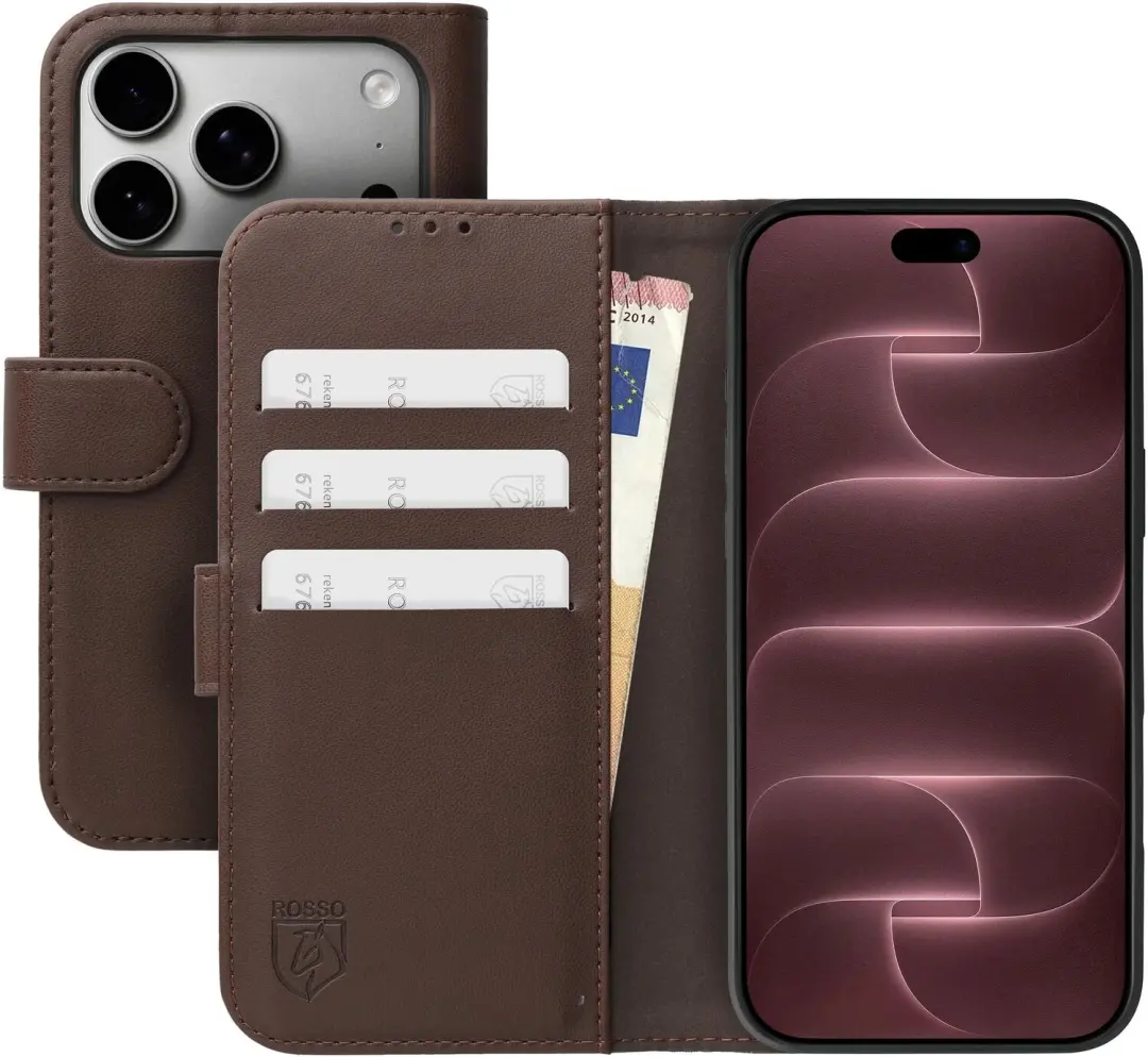 Rosso Element Modern iPhone 18 Pro Hoesje - Bruin - afbeelding 5 van 6