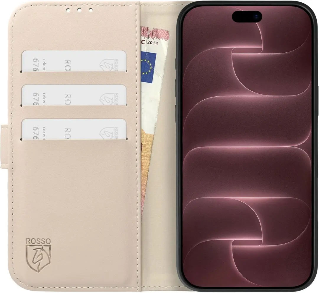 Rosso Element Modern Hoesje iPhone 18 Pro/17 Pro Beige - 3 Pasjes - afbeelding 2 van 5
