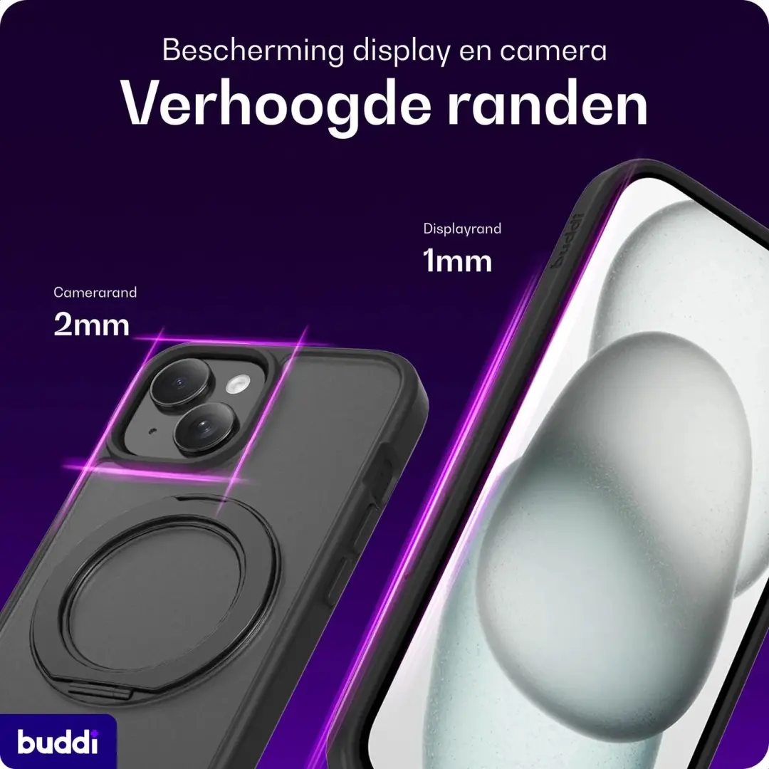 Buddi Frost iPhone 13/14/15/16e/17e Hoesje - Mat Zwart - MagSafe - afbeelding 4 van 6