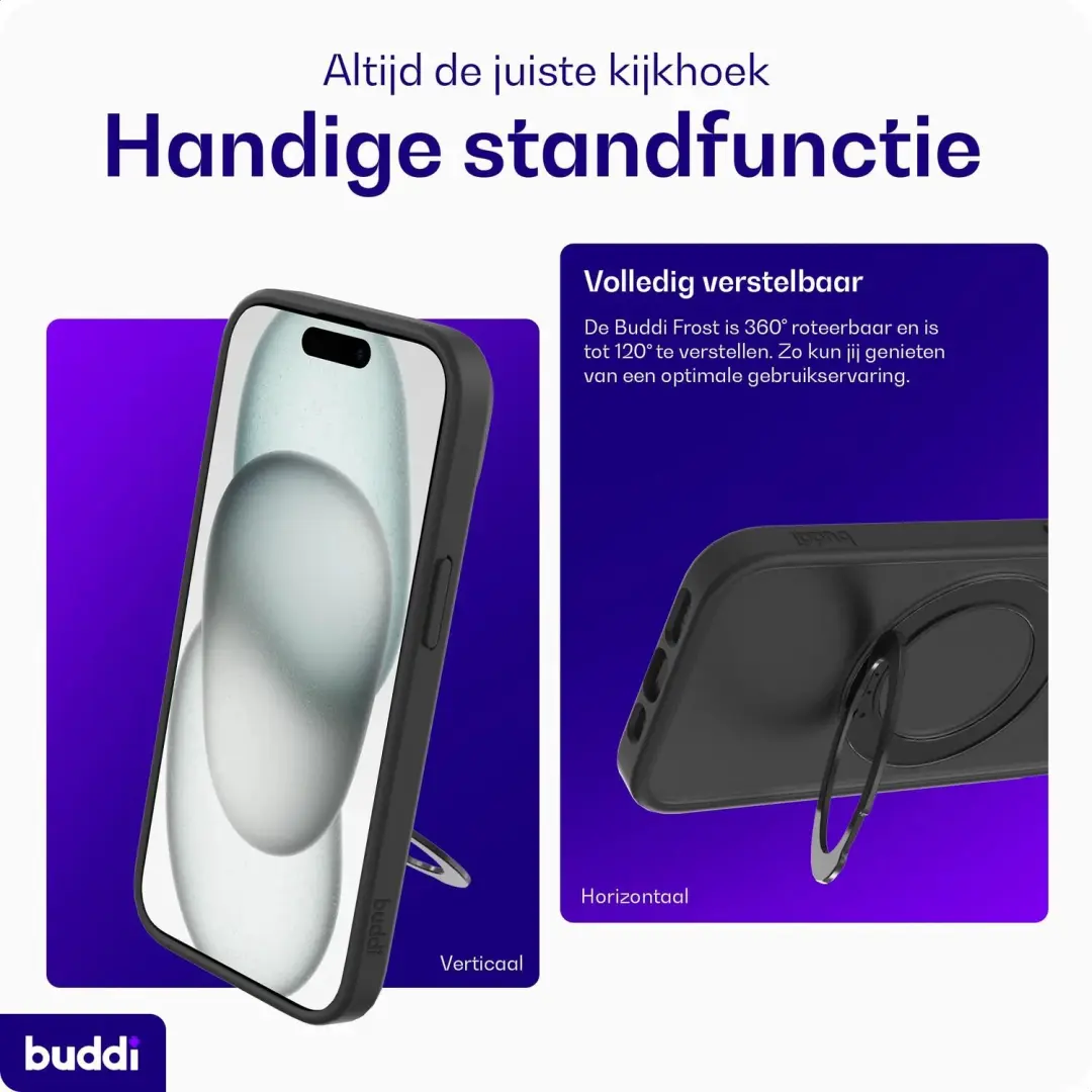 Buddi Frost iPhone 13/14/15/16e/17e Hoesje - Mat Zwart - MagSafe - afbeelding 5 van 6