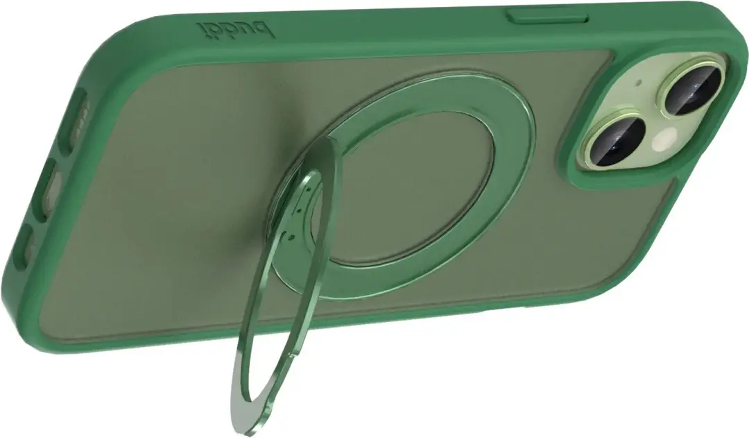 Buddi Frost iPhone 13/14/15/16e/17e Hoesje - Mat Groen - MagSafe Ring Stand - afbeelding 4 van 6