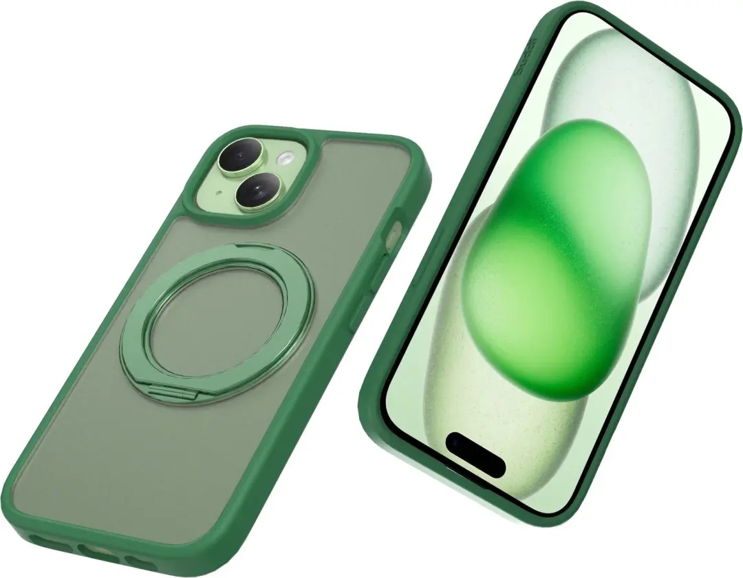 Buddi Frost iPhone 13/14/15/16e/17e Hoesje - Mat Groen - MagSafe Ring Stand - afbeelding 3 van 6