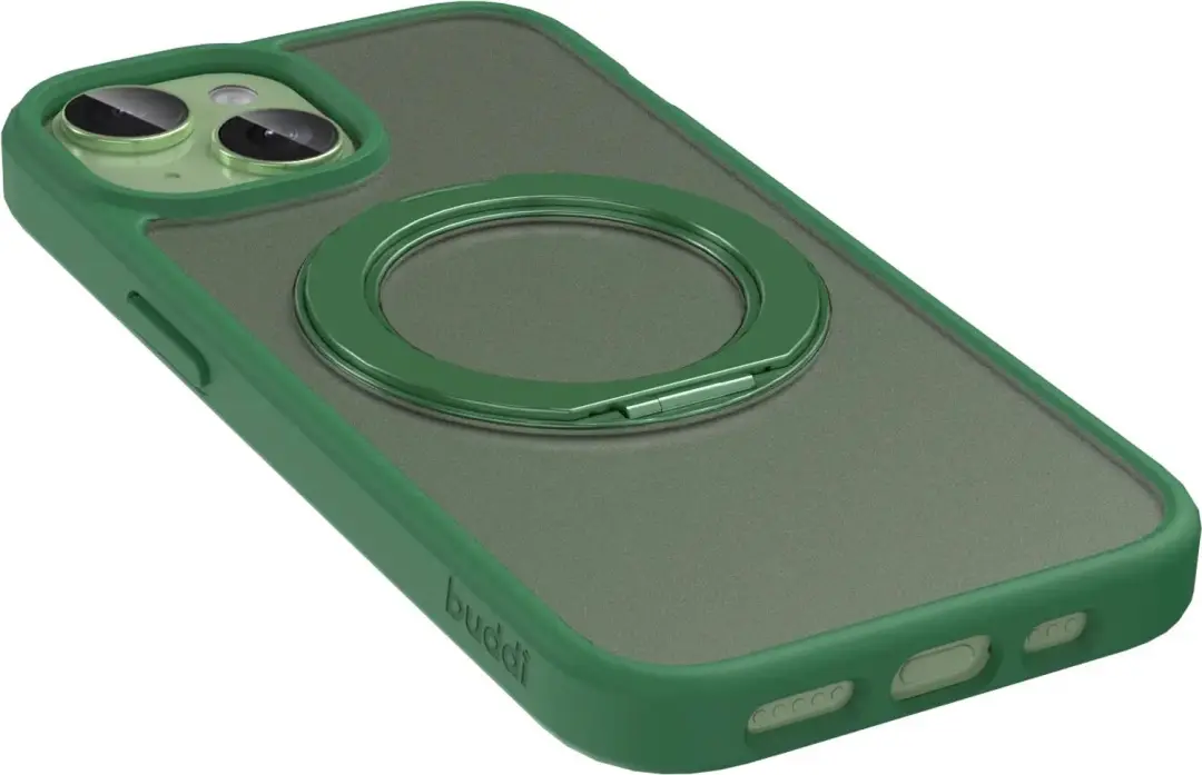 Buddi Frost iPhone 13/14/15/16e/17e Hoesje - Mat Groen - MagSafe Ring Stand - afbeelding 5 van 6