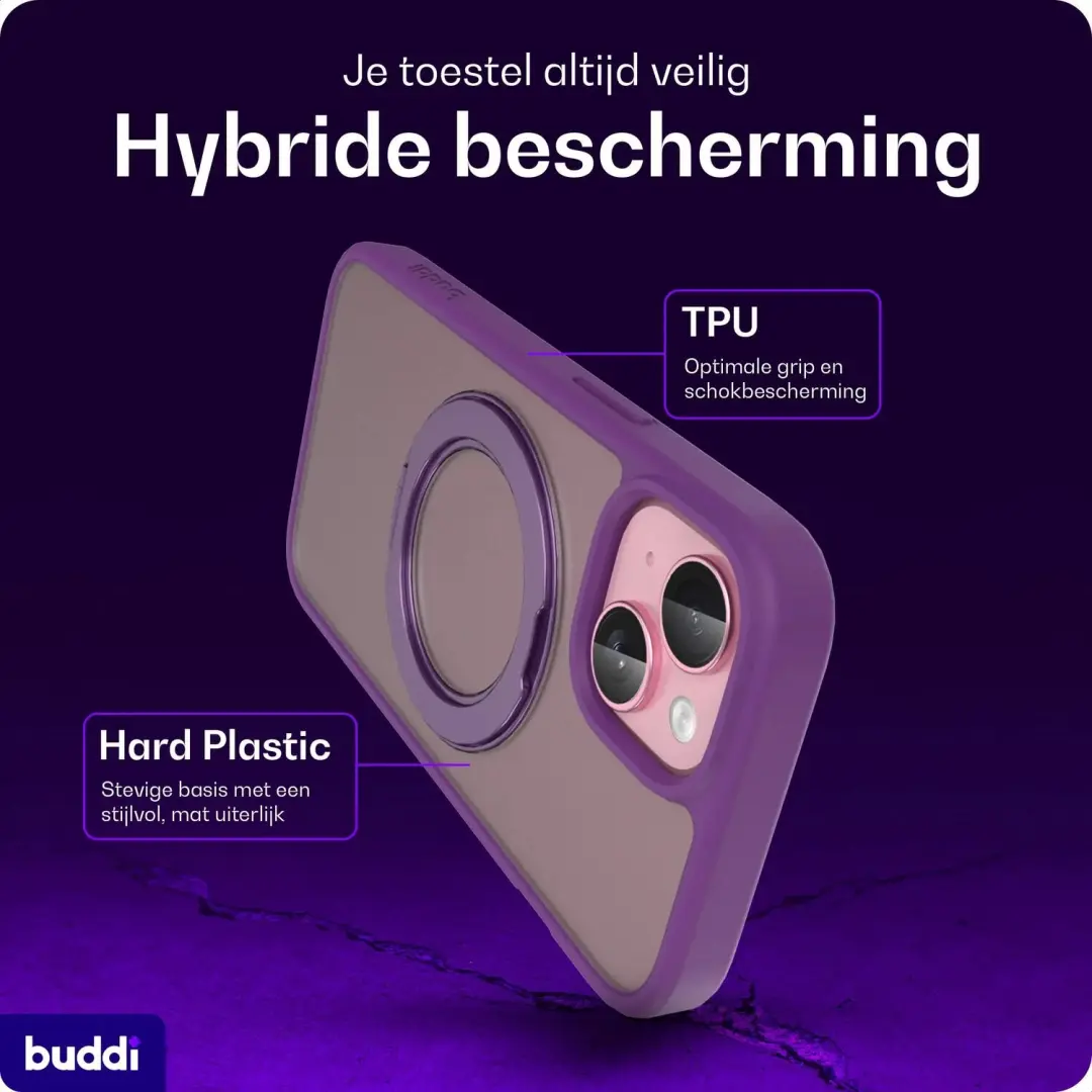 Buddi Frost iPhone 13/14/15/16e/17e Hoesje - Mat Paars - MagSafe - afbeelding 2 van 6
