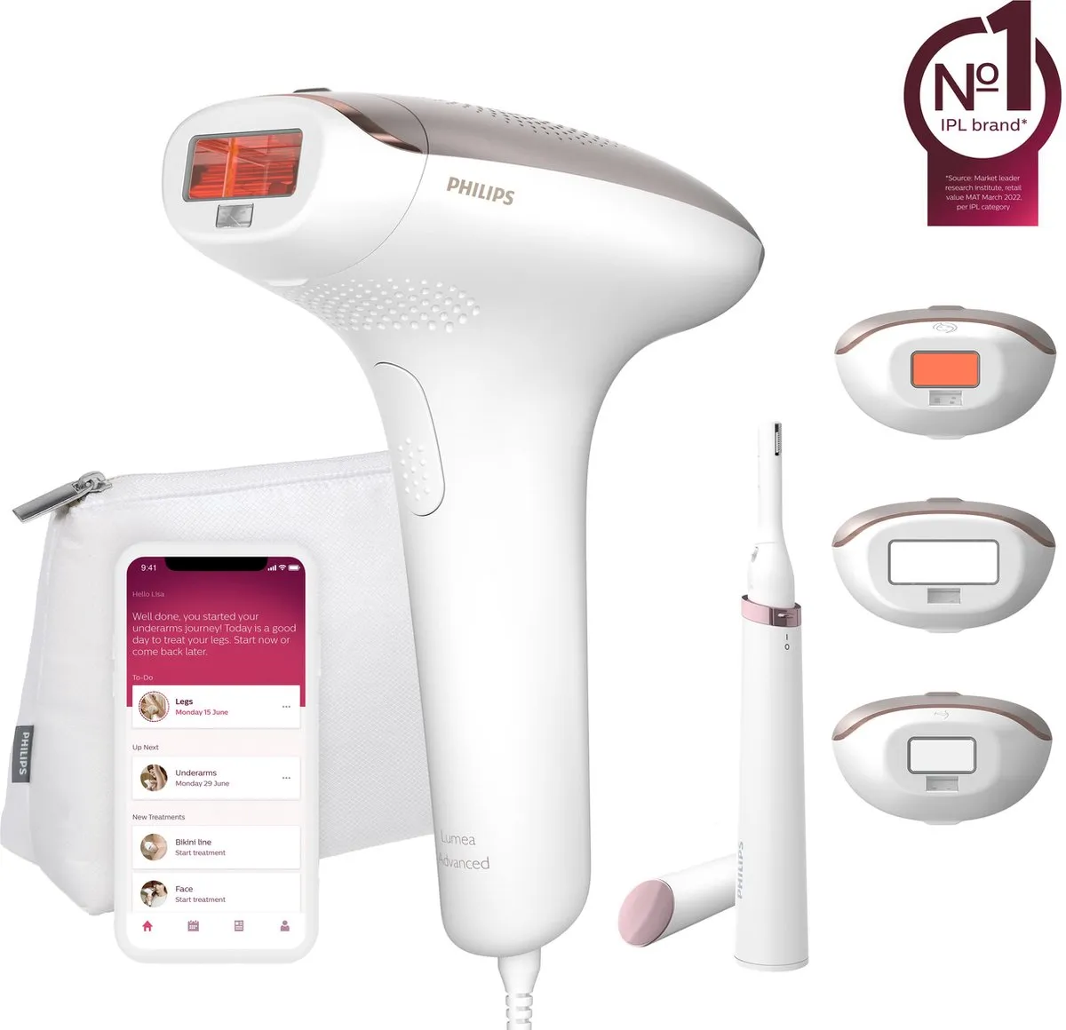 Philips Lumea IPL 7000 series - IPL Ontharingsapparaat - 3 opzetstukken met trimmer - BRI923/00