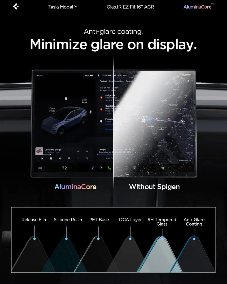 Spigen GlastR EZ Fit Anti-Glare Beschermfolie Tesla Model Y 2026 - afbeelding 3 van 6