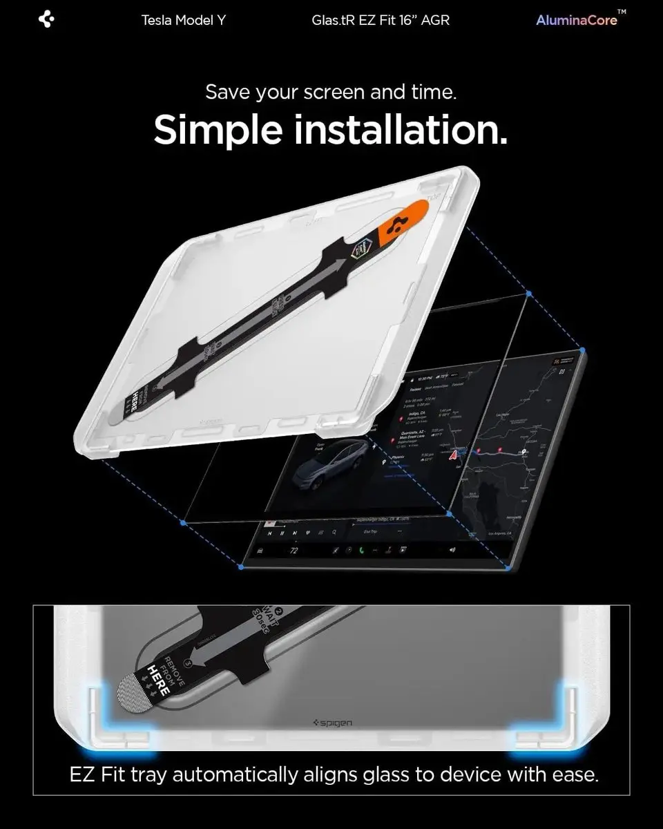 Spigen GlastR EZ Fit Anti-Glare Beschermfolie Tesla Model Y 2026 - afbeelding 5 van 6