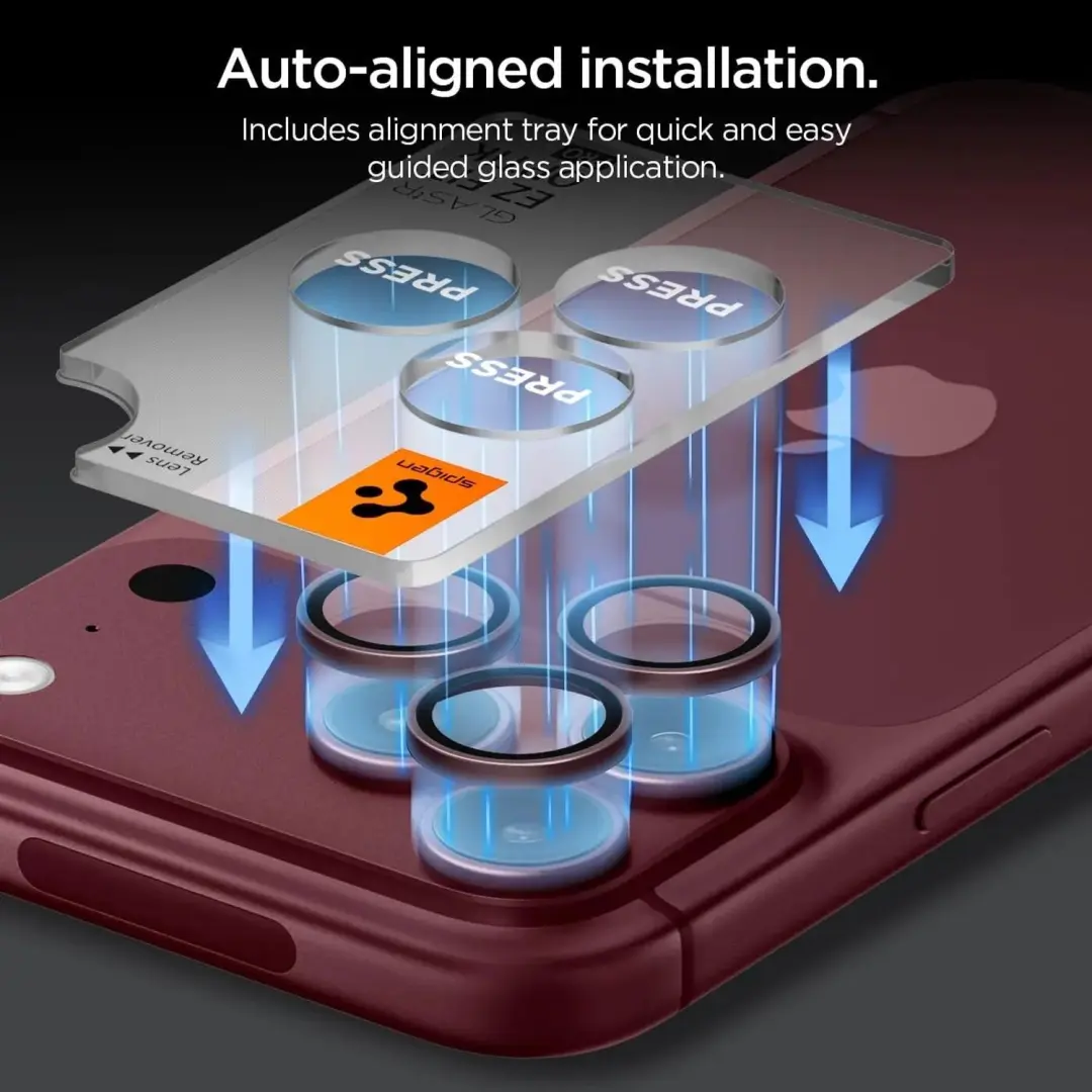 Spigen GlastR EZ Fit Optik Pro Achtercamera Beschermfolie - 2 Stuks - Wijnrood - afbeelding 5 van 6