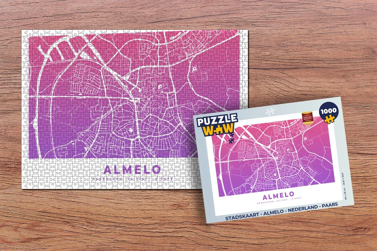 PuzzleWow Stadskaart Almelo 1000 Stuks - Multicolor