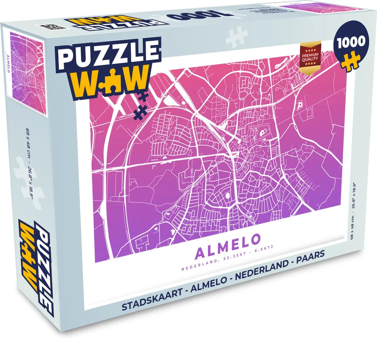 PuzzleWow Stadskaart Almelo 1000 Stuks