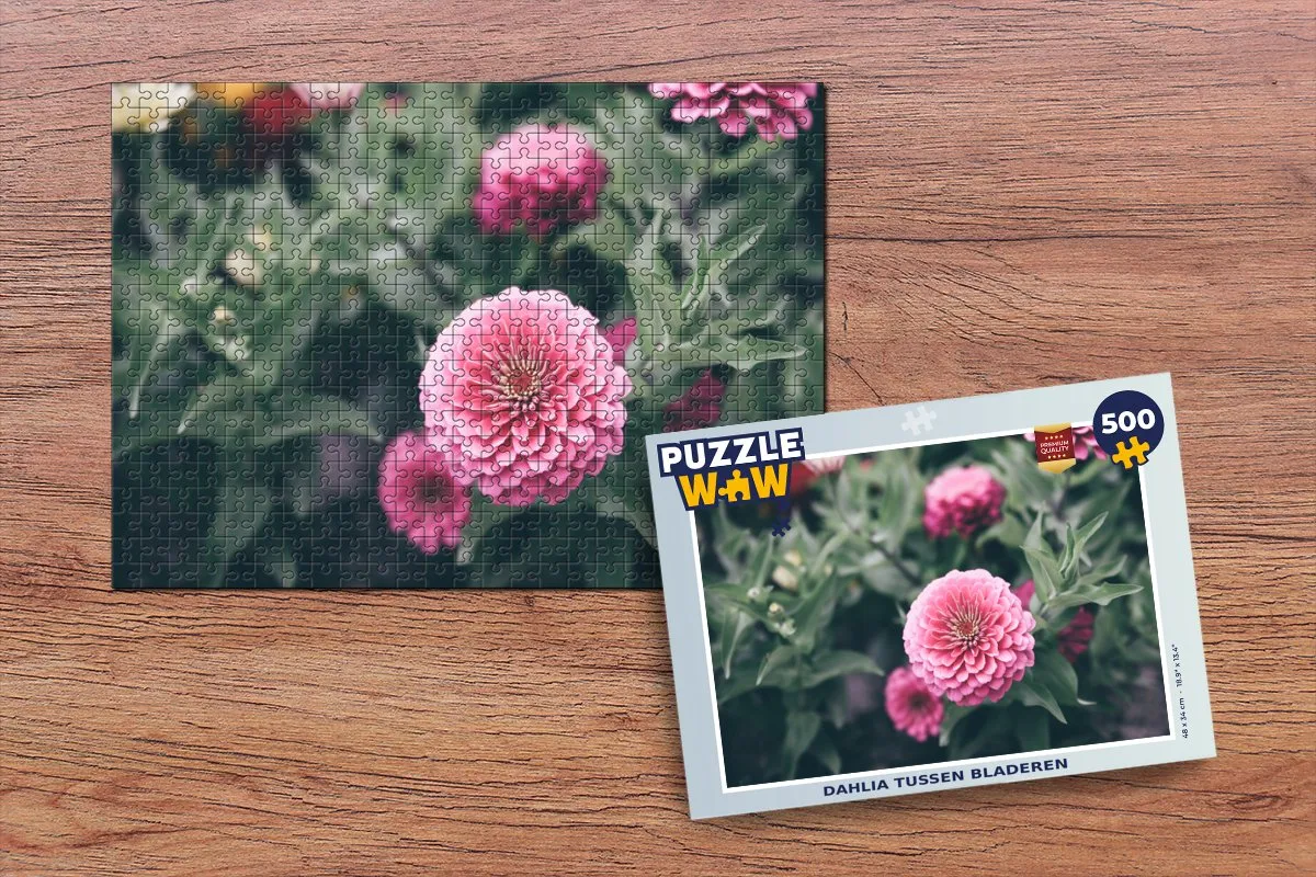PuzzleWow Dahlia Tussen Bladeren Legpuzzel 500 Stuks - Multicolor