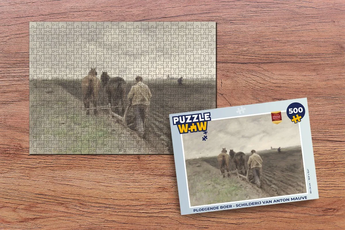 PuzzleWow Puzzel Ploegende boer - Anton Mauve Legpuzzel 500 Stuks - Multicolor