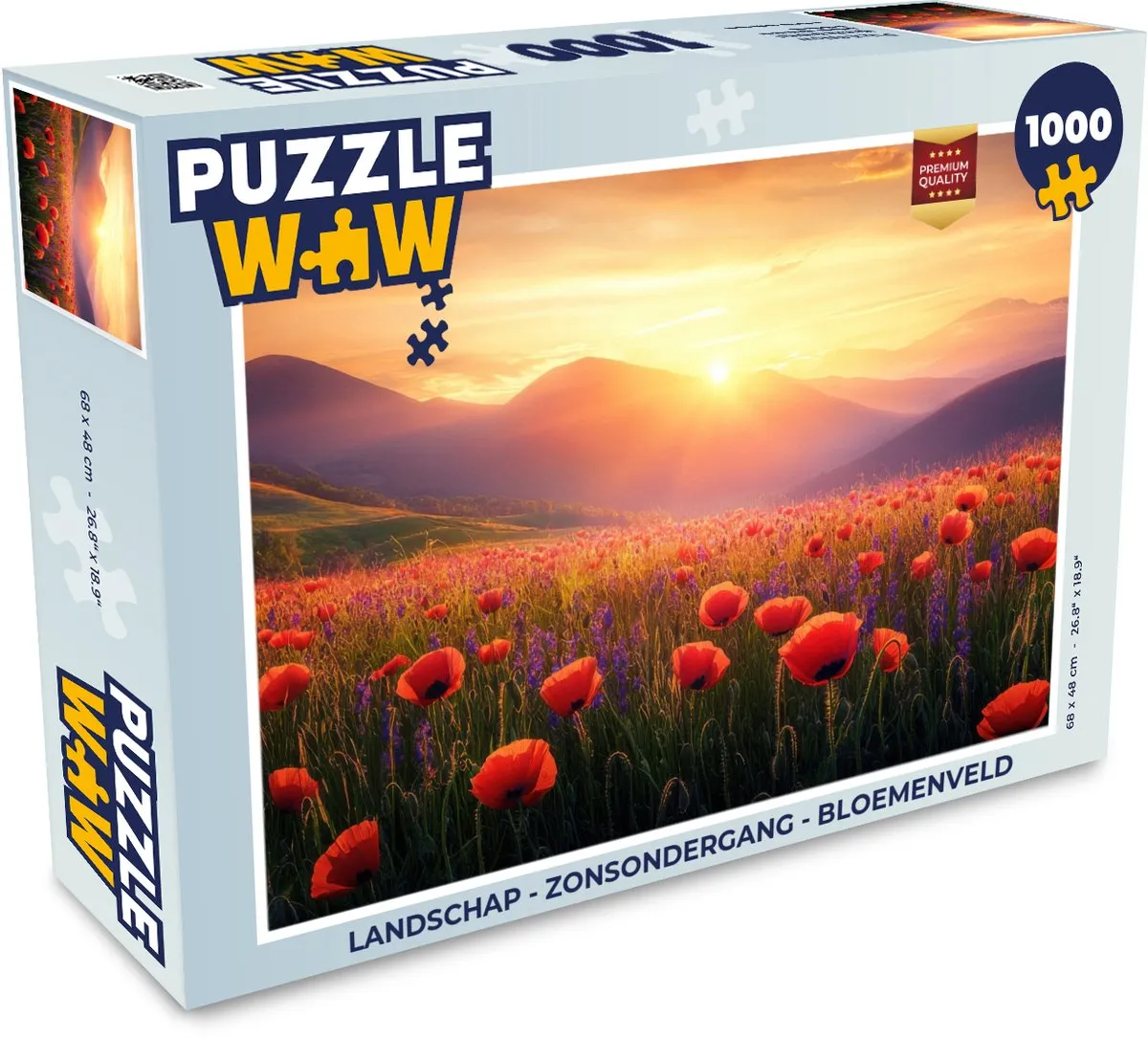 PuzzleWow Landschap Zonsondergang Bloemenveld Legpuzzel 1000 Stuks