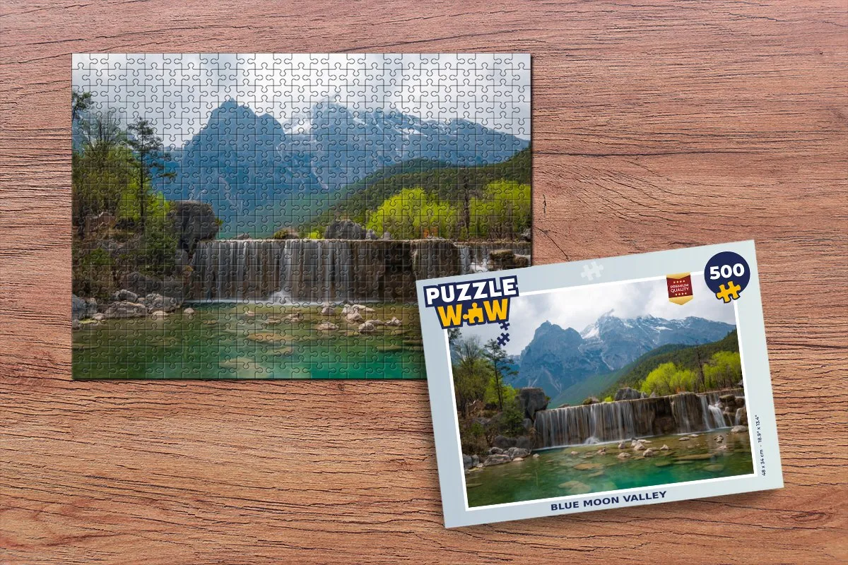 PuzzleWow Waterval - Amerika Blue Moon Valley Legpuzzel 500 Stuks - Multicolor