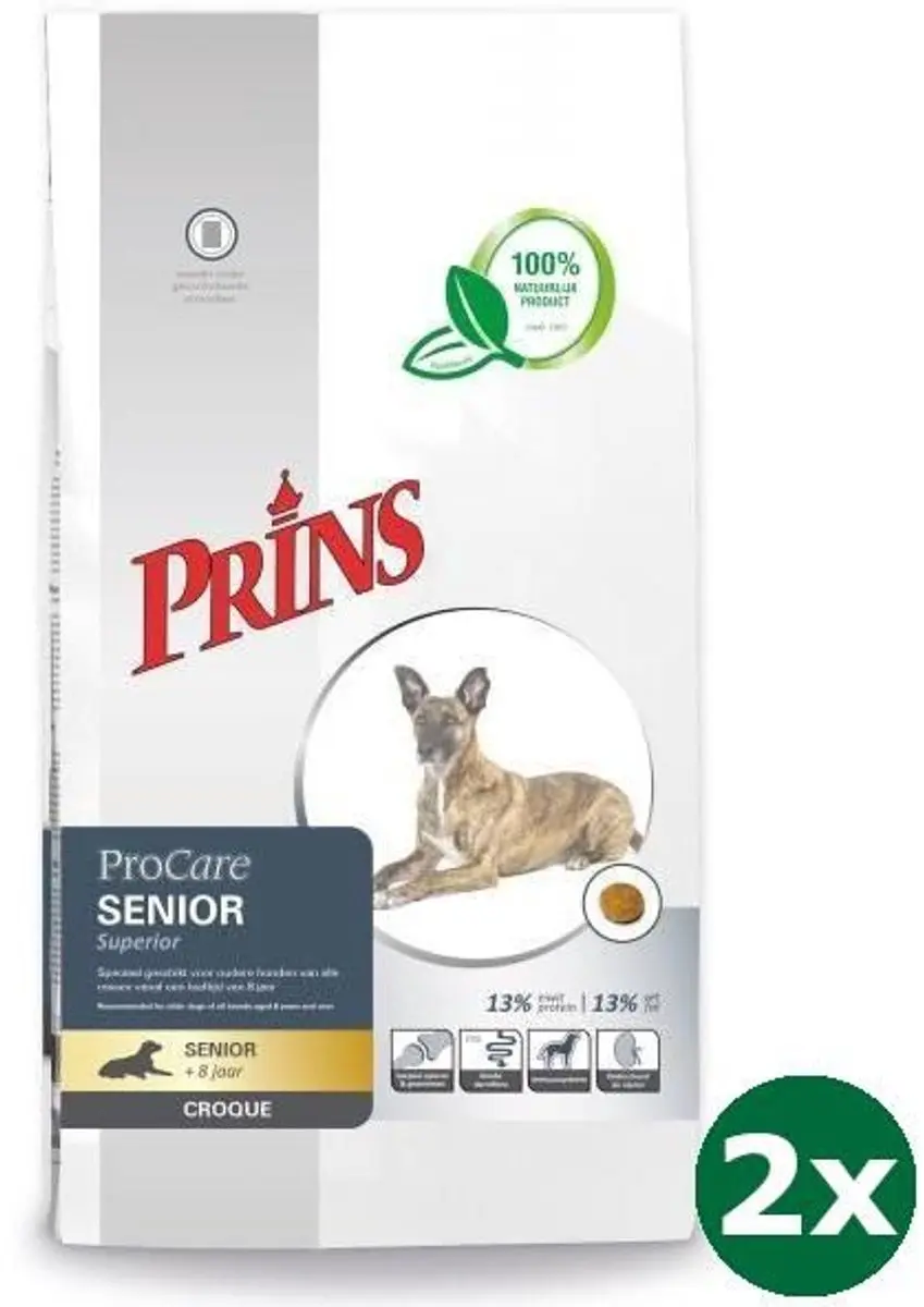 2x10 kg Prins procare croque senior superior hondenvoer
