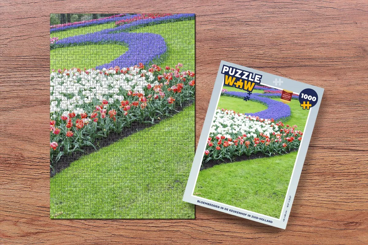 PuzzleWow Legpuzzel Bloembedden Keukenhof 1000 Stuks - Multicolor