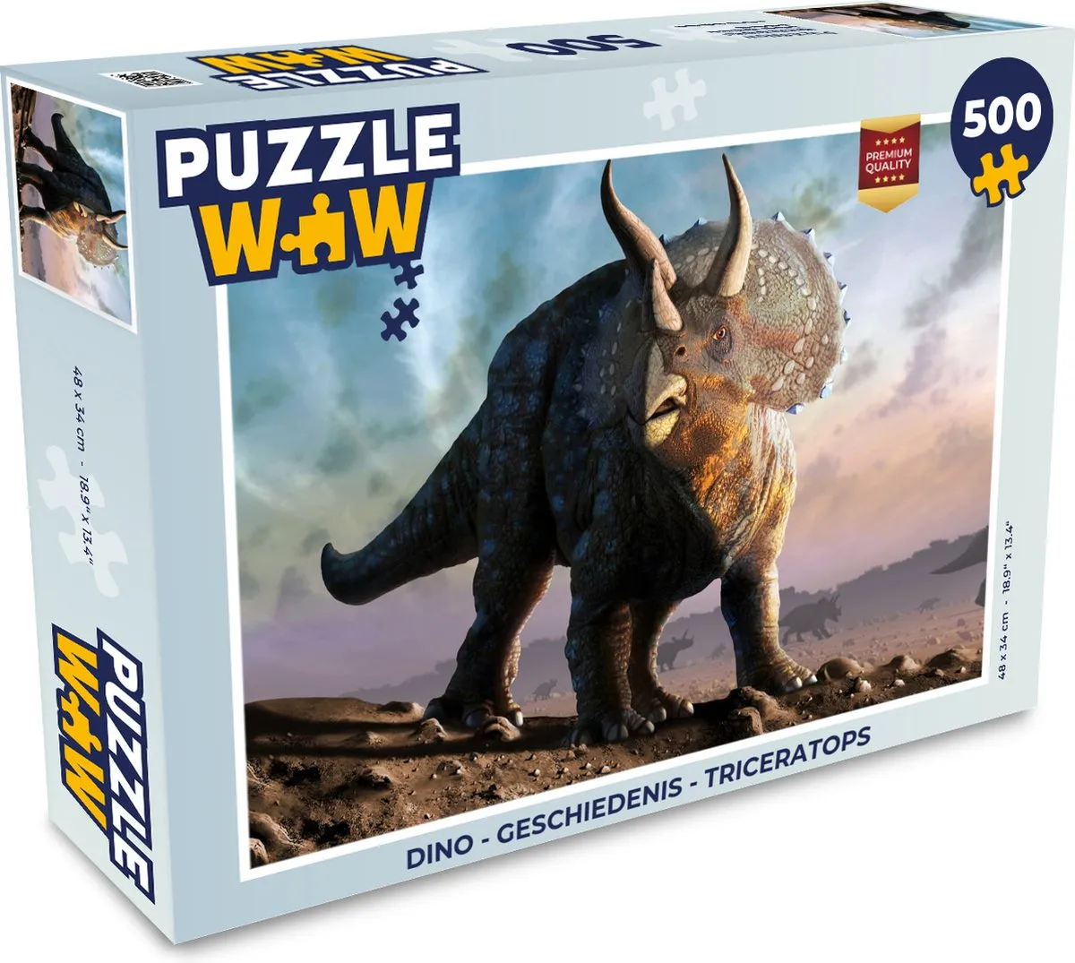 PuzzleWow Dino Geschiedenis Triceratops Legpuzzel 500 Stuks - Multicolor