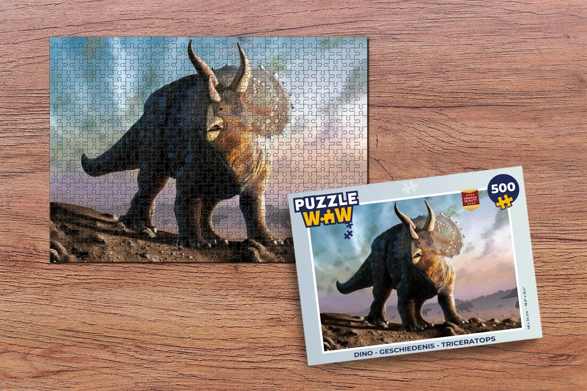 PuzzleWow Dino Geschiedenis Triceratops Legpuzzel 500 Stuks - Multicolor