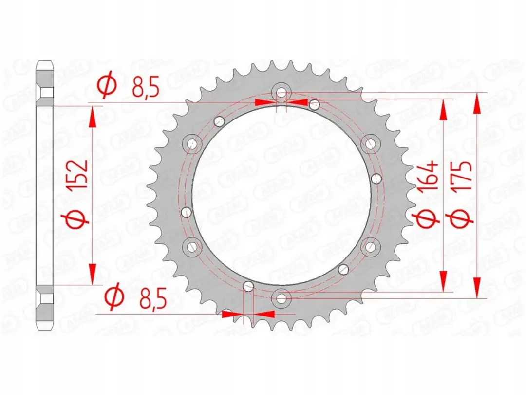 AFAM Achtertandwiel 520 44 Tanden voor Yamaha