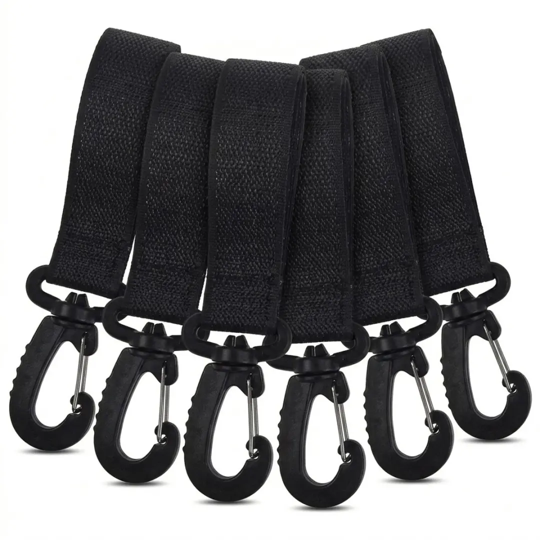 Zwarte 6 stuks peddel clips voor SUP board unisex bevestigings clips met draaiba