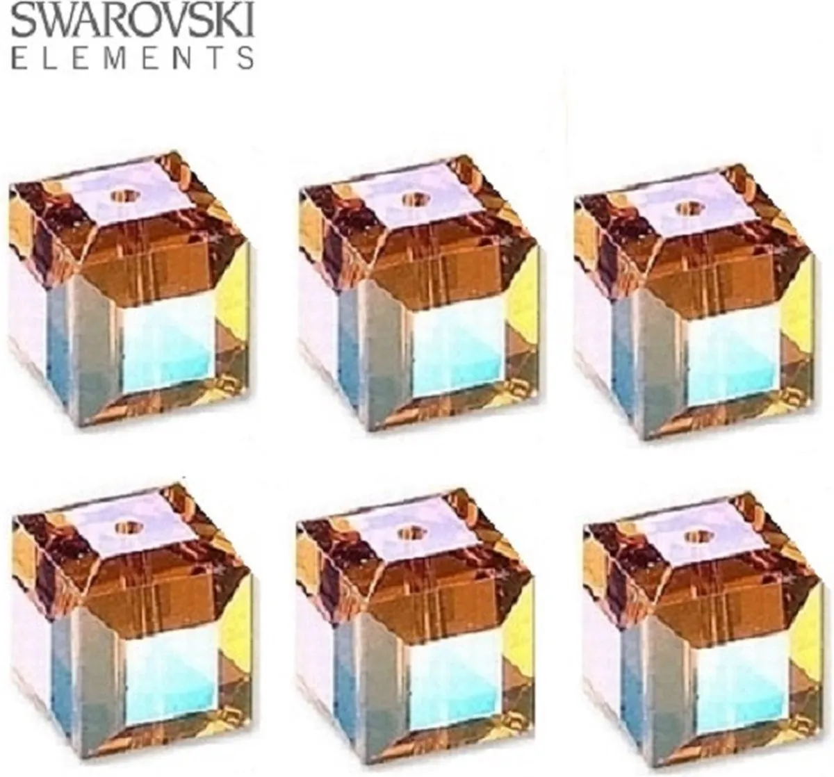 Swarovski Topaz AB Kubus Kralen 10x10mm