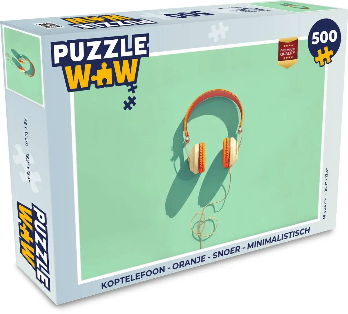 PuzzleWow Koptelefoon Oranje - 500 Puzzelstukken