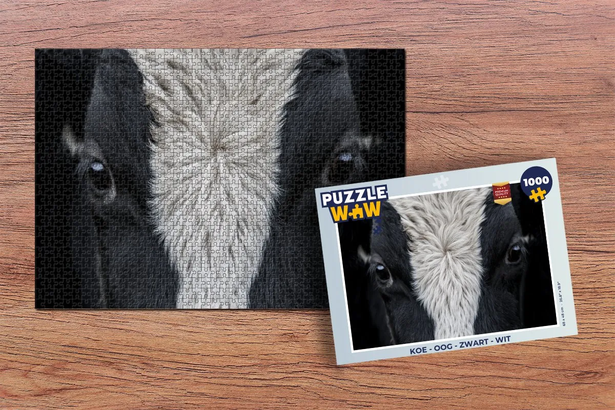 PuzzleWow Legpuzzel Koe - Oog - 1000 Stuks - Multicolor