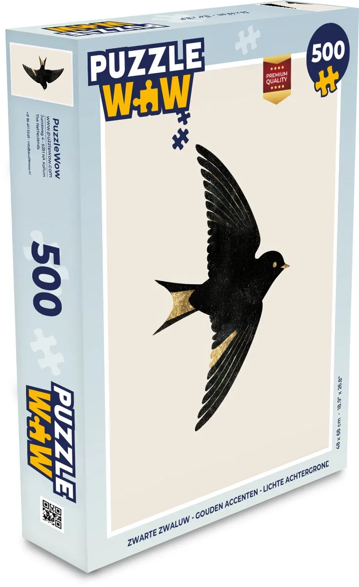 PuzzleWow Zwaluw Legpuzzel 500 Stuks - Gouden Accenten