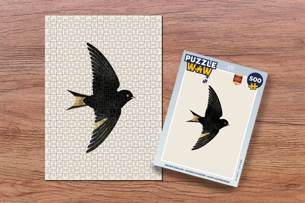 PuzzleWow Zwaluw Legpuzzel 500 Stuks - Gouden Accenten